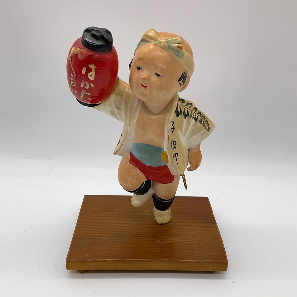 VINTAGE JAPANESE‎ MAN ON WOOD PLATFORM